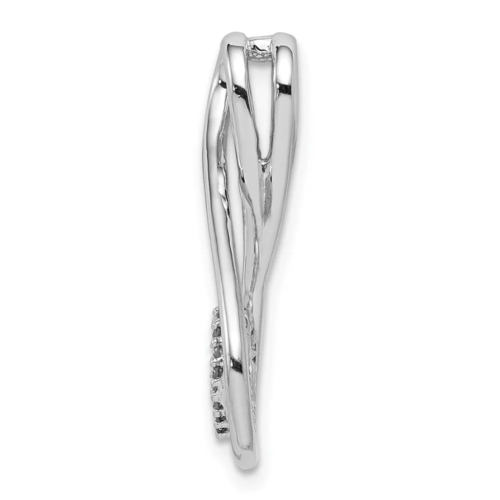 Sterling Silver Rhodium Diam. Heart in Teardrop Pendant