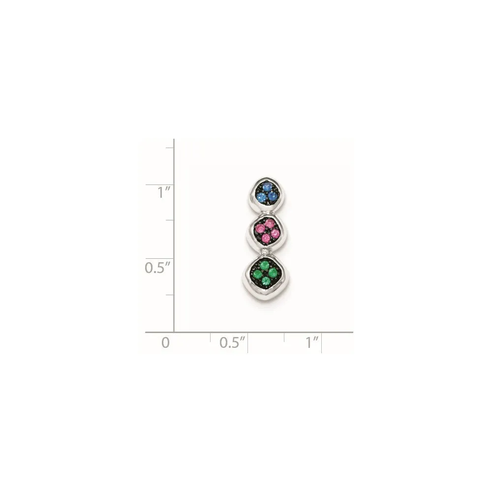 Sterling Silver W/Synthetic Stones Chain Slide