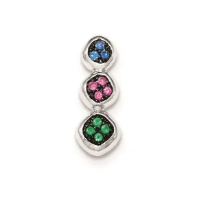 Sterling Silver W/Synthetic Stones Chain Slide