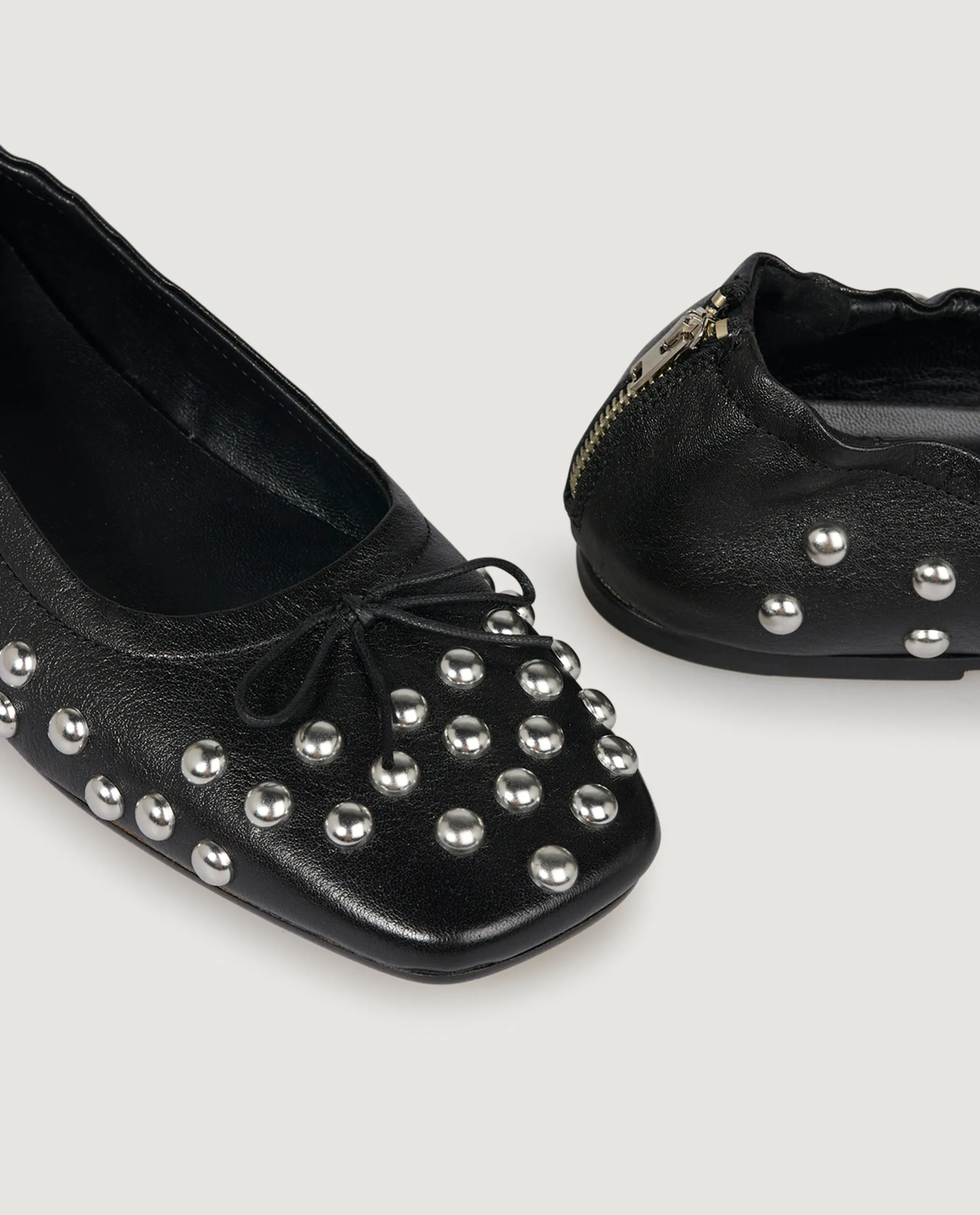 Studded Ballet Flats - Zwart