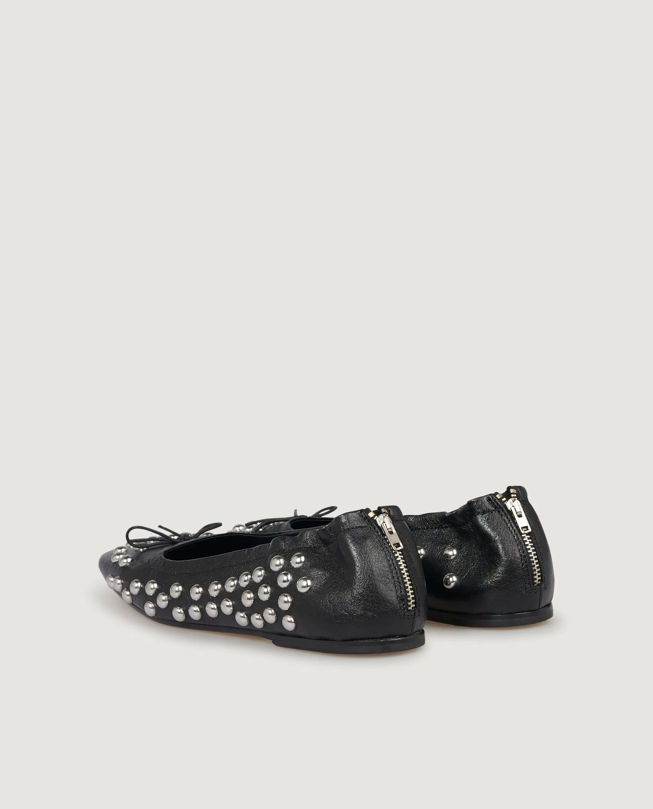 Studded Ballet Flats - Zwart