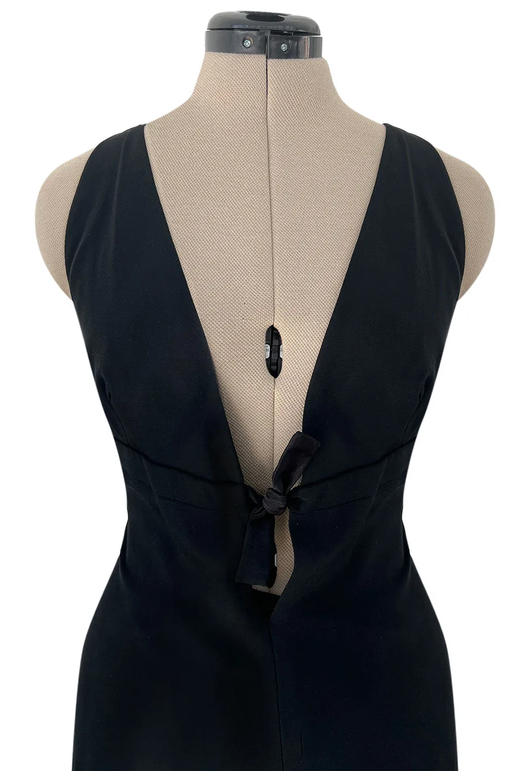 Stupendous Spring 2008 Valentino Original Runway Black Front & Back Plunge Bow Dress