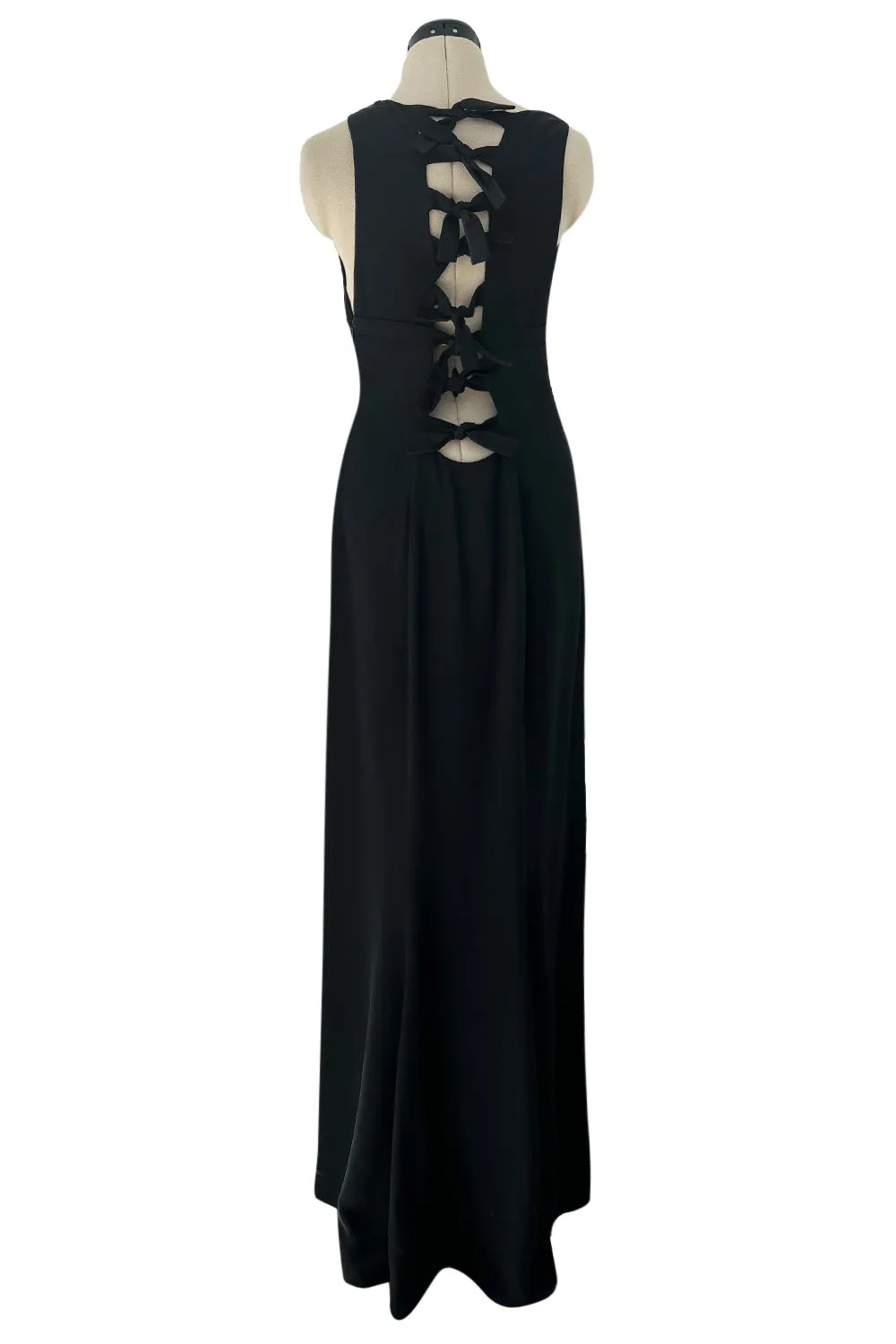 Stupendous Spring 2008 Valentino Original Runway Black Front & Back Plunge Bow Dress