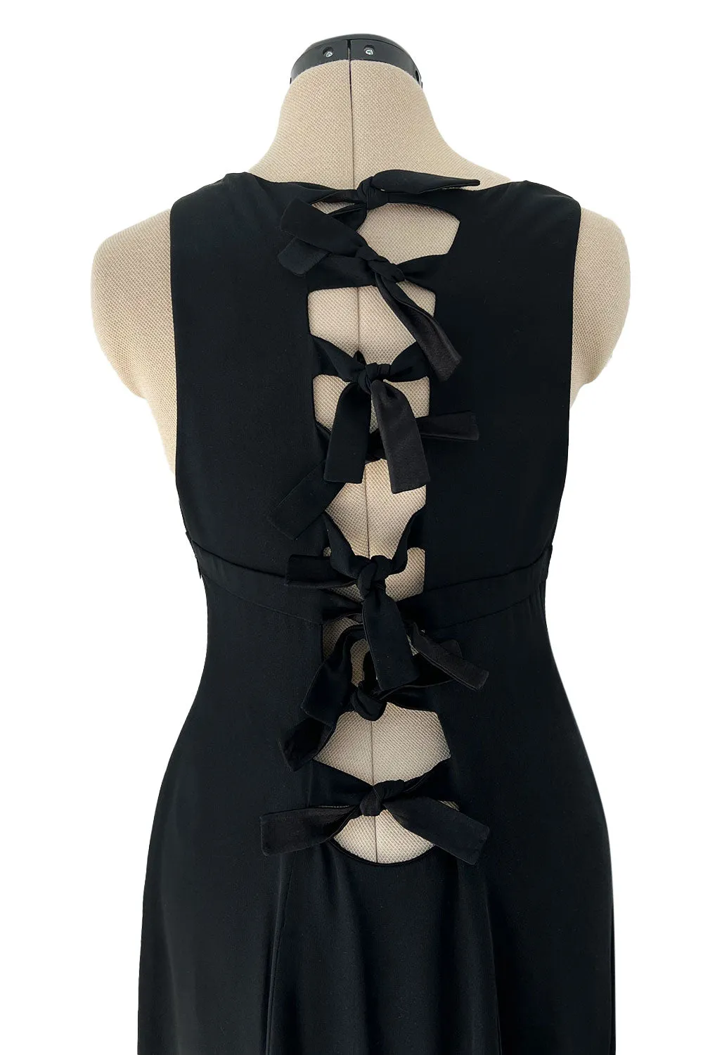 Stupendous Spring 2008 Valentino Original Runway Black Front & Back Plunge Bow Dress