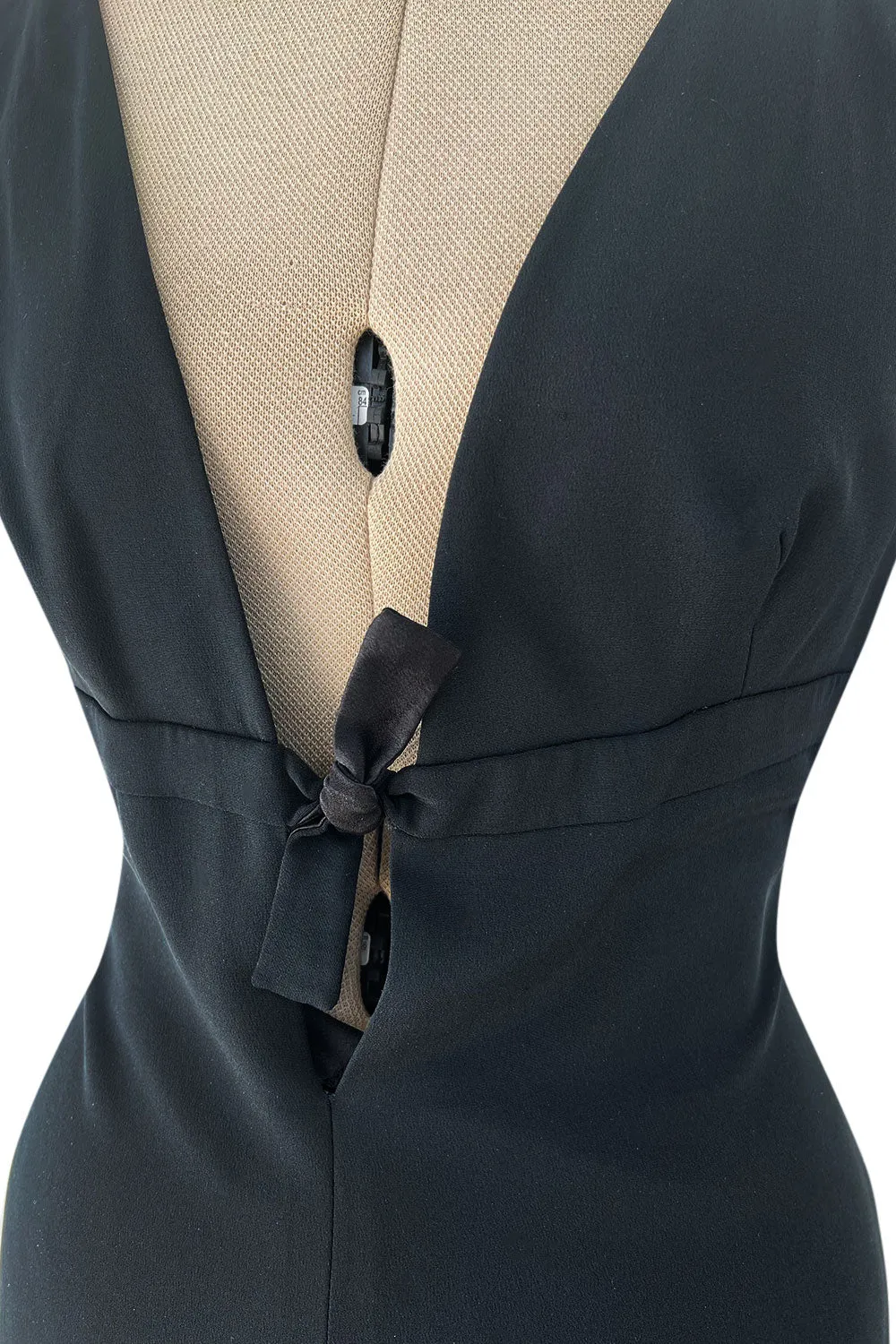 Stupendous Spring 2008 Valentino Original Runway Black Front & Back Plunge Bow Dress
