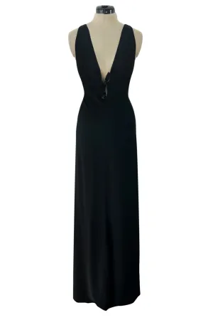 Stupendous Spring 2008 Valentino Original Runway Black Front & Back Plunge Bow Dress