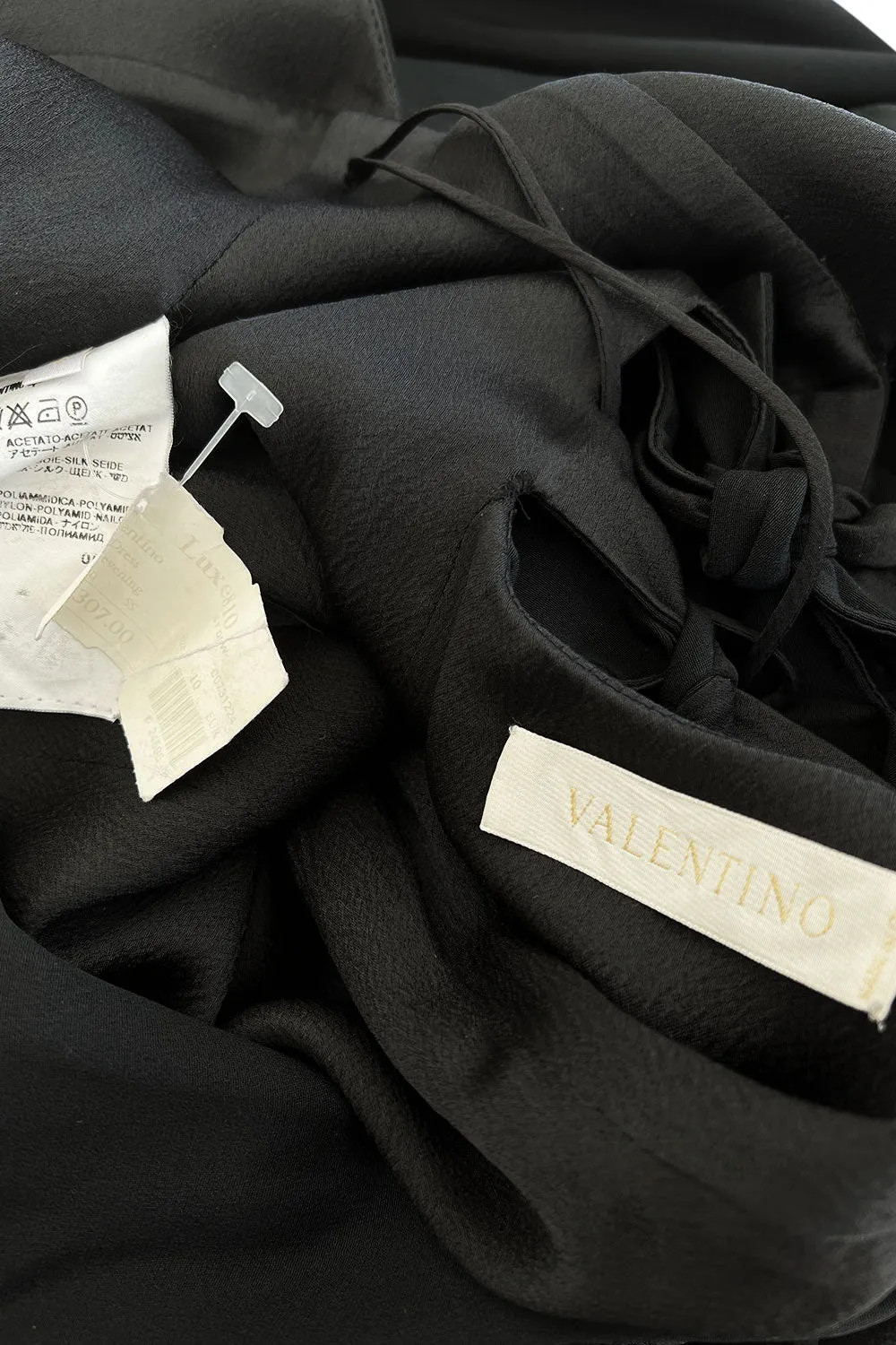 Stupendous Spring 2008 Valentino Original Runway Black Front & Back Plunge Bow Dress