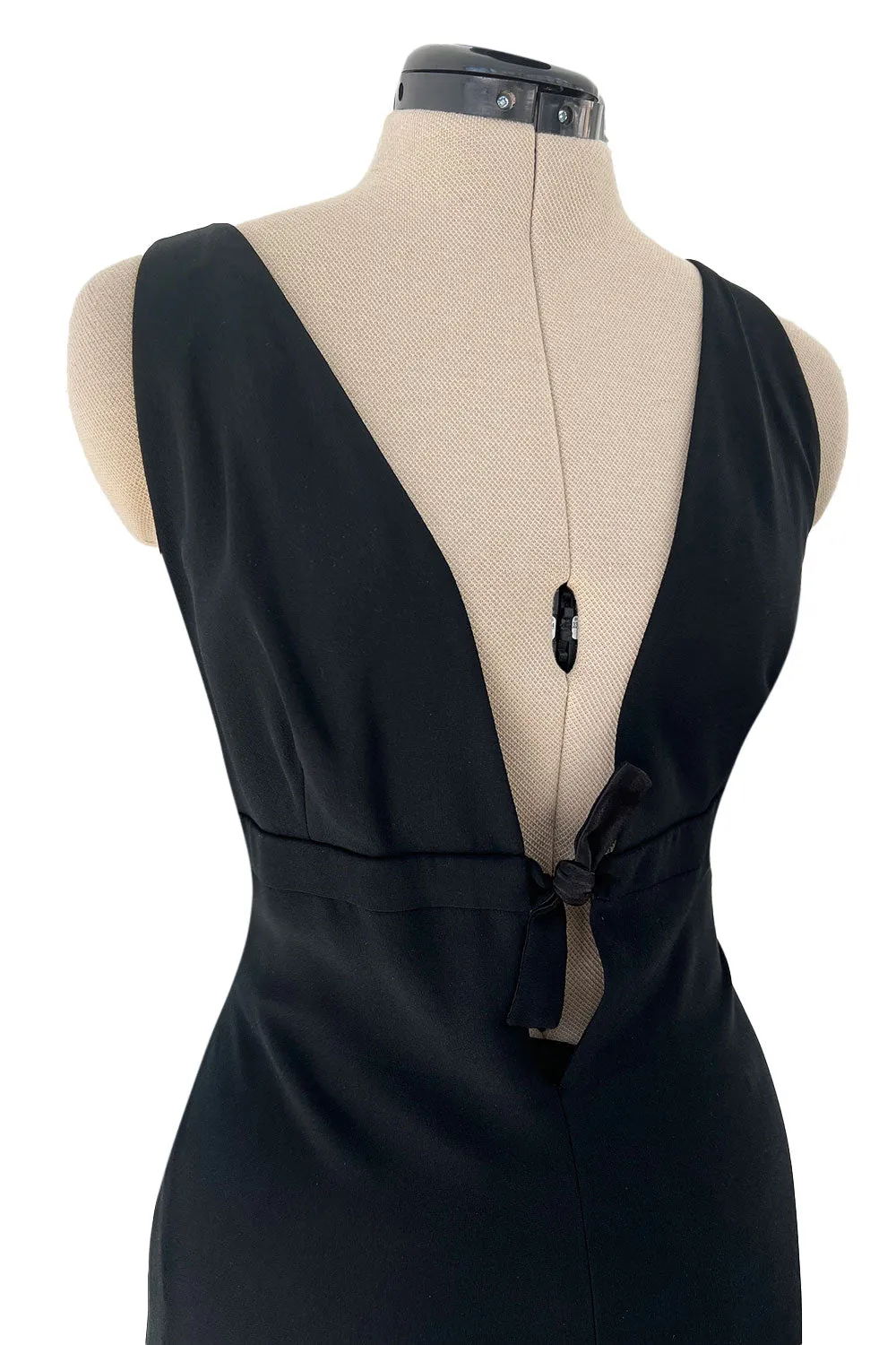 Stupendous Spring 2008 Valentino Original Runway Black Front & Back Plunge Bow Dress