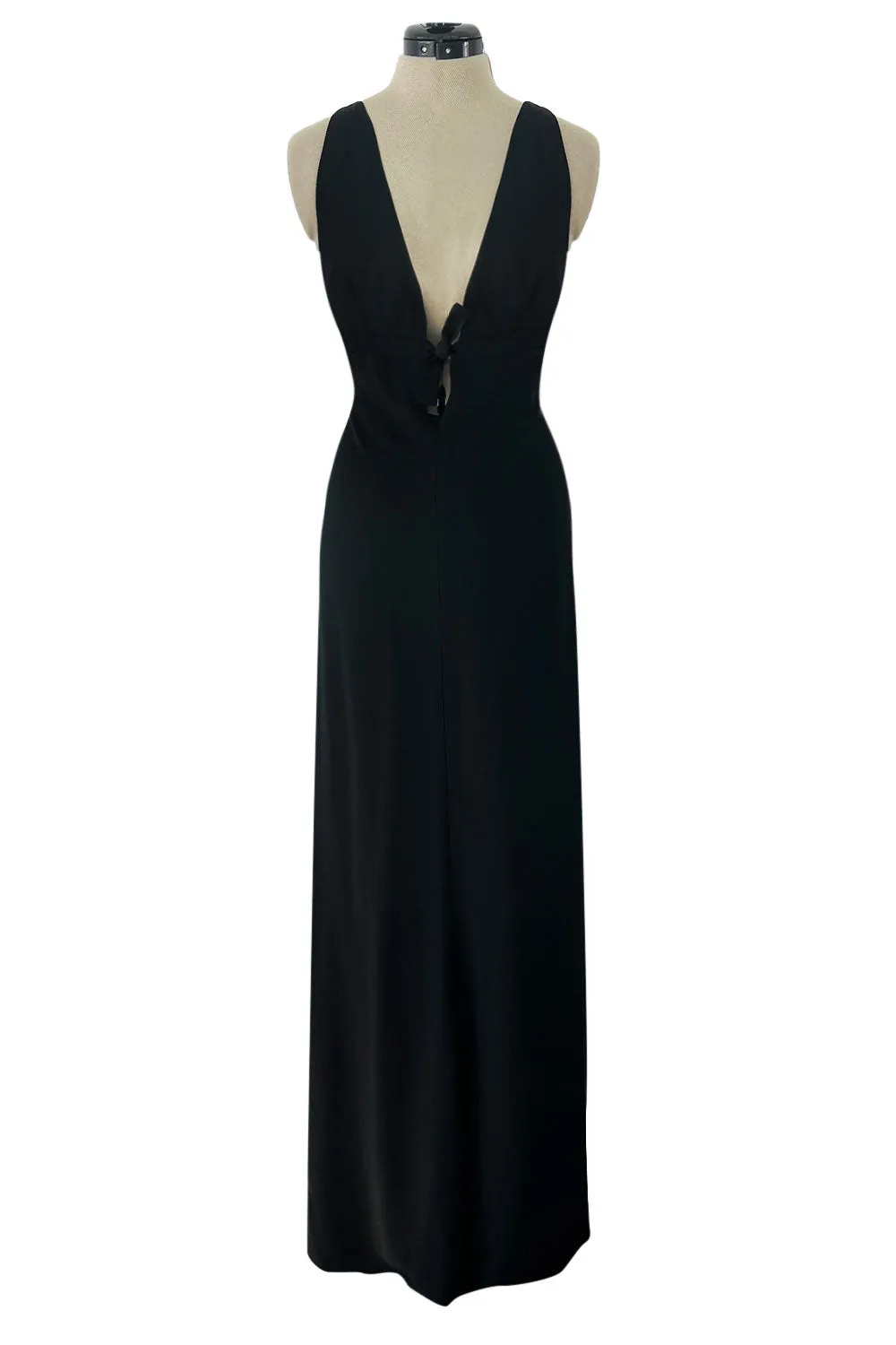 Stupendous Spring 2008 Valentino Original Runway Black Front & Back Plunge Bow Dress