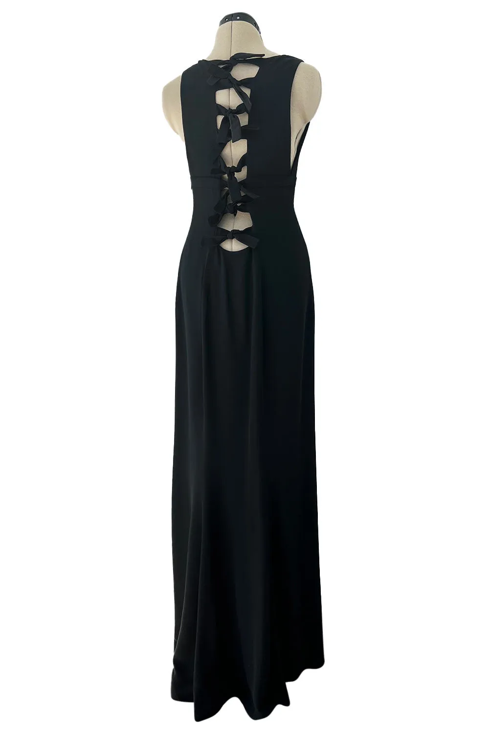 Stupendous Spring 2008 Valentino Original Runway Black Front & Back Plunge Bow Dress