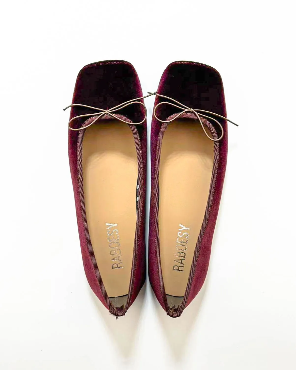 Suede Plain Toe Ballet Flats