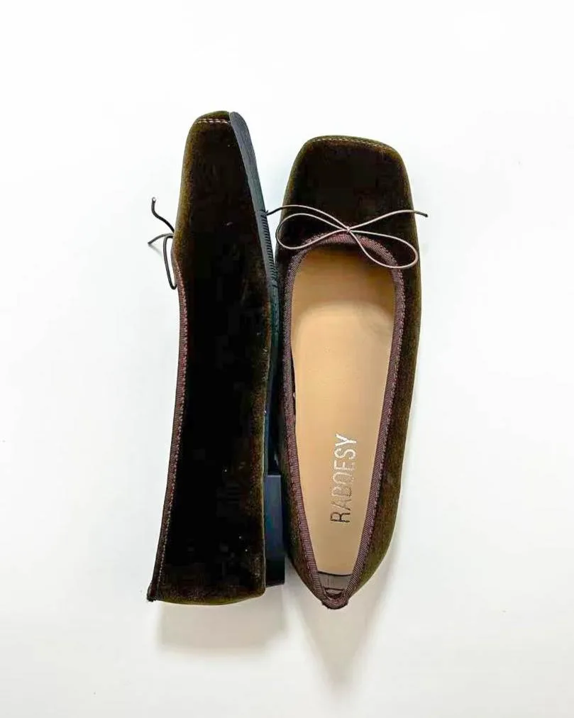 Suede Plain Toe Ballet Flats