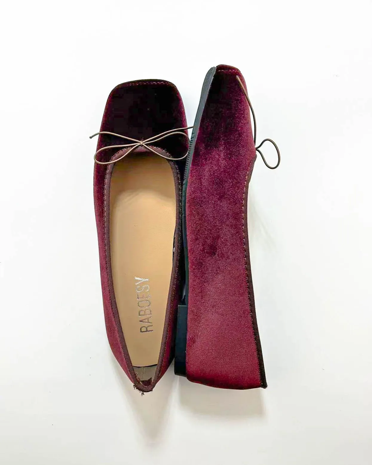 Suede Plain Toe Ballet Flats