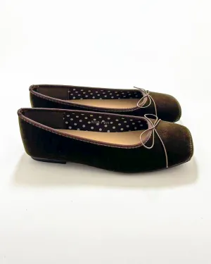 Suede Plain Toe Ballet Flats
