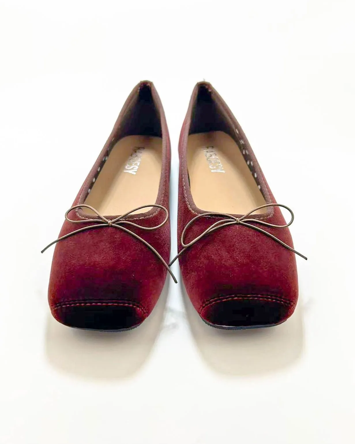 Suede Plain Toe Ballet Flats