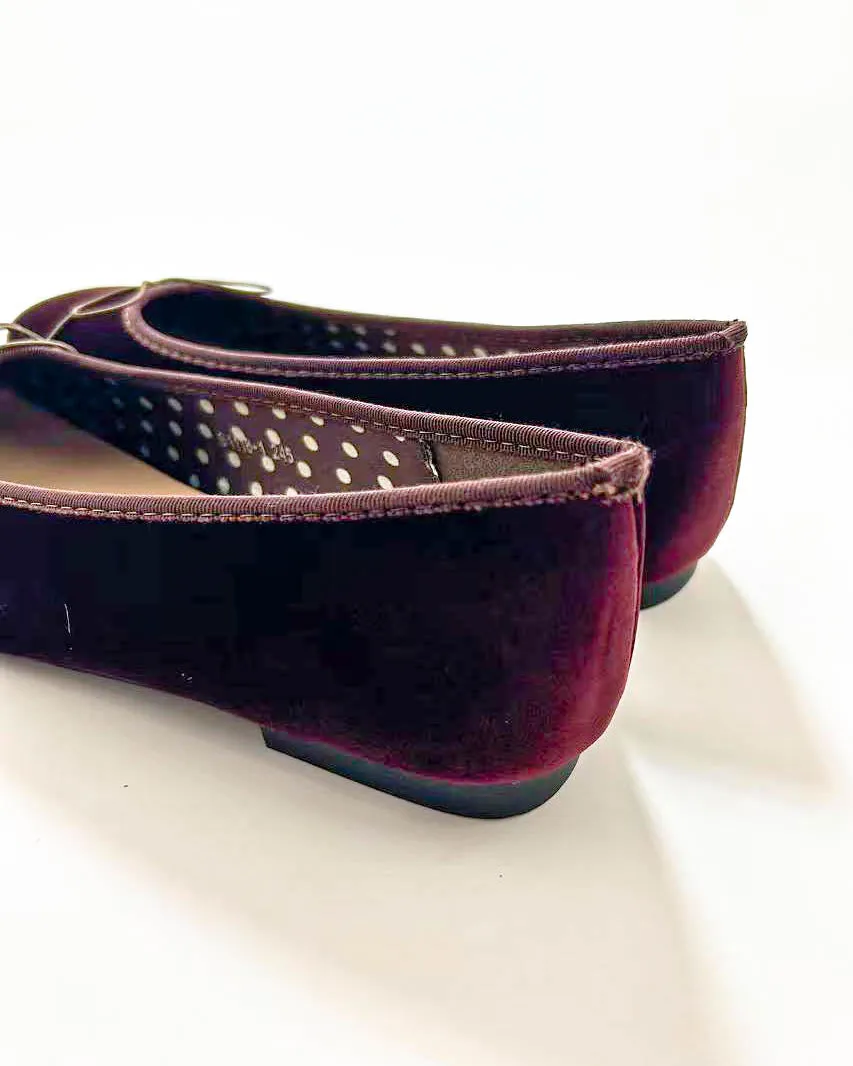 Suede Plain Toe Ballet Flats