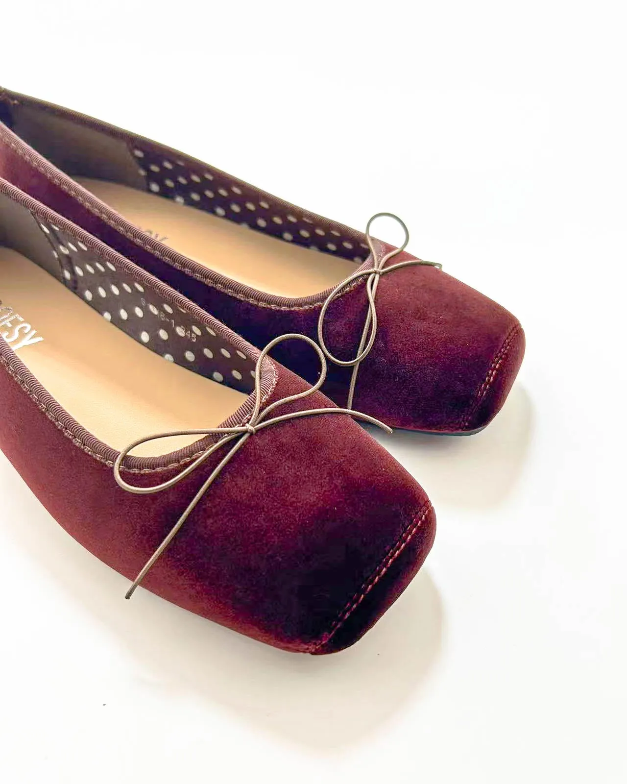 Suede Plain Toe Ballet Flats