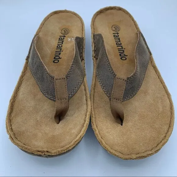 ~Tamarindo Beachcomber Sandal Men's Leather Softbed Flip Flop NWOB 9
