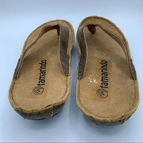 ~Tamarindo Beachcomber Sandal Men's Leather Softbed Flip Flop NWOB 9