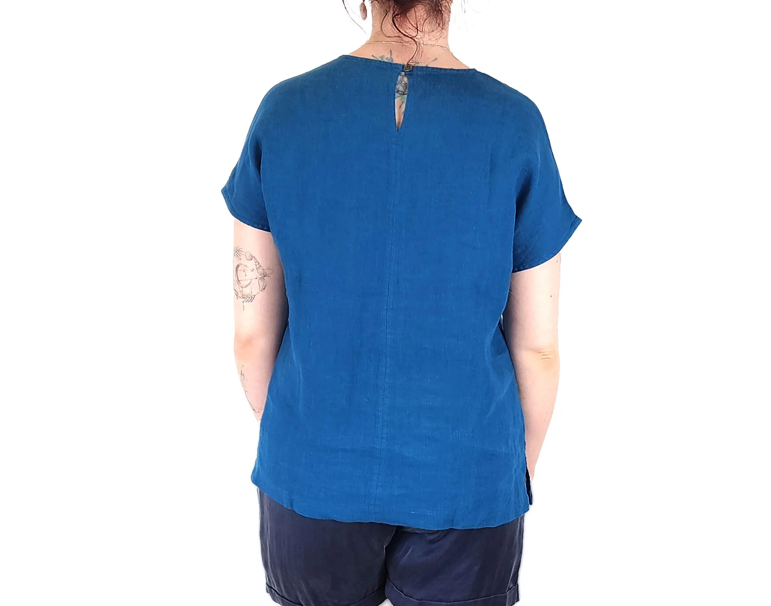 Toorallie blue linen top size 12