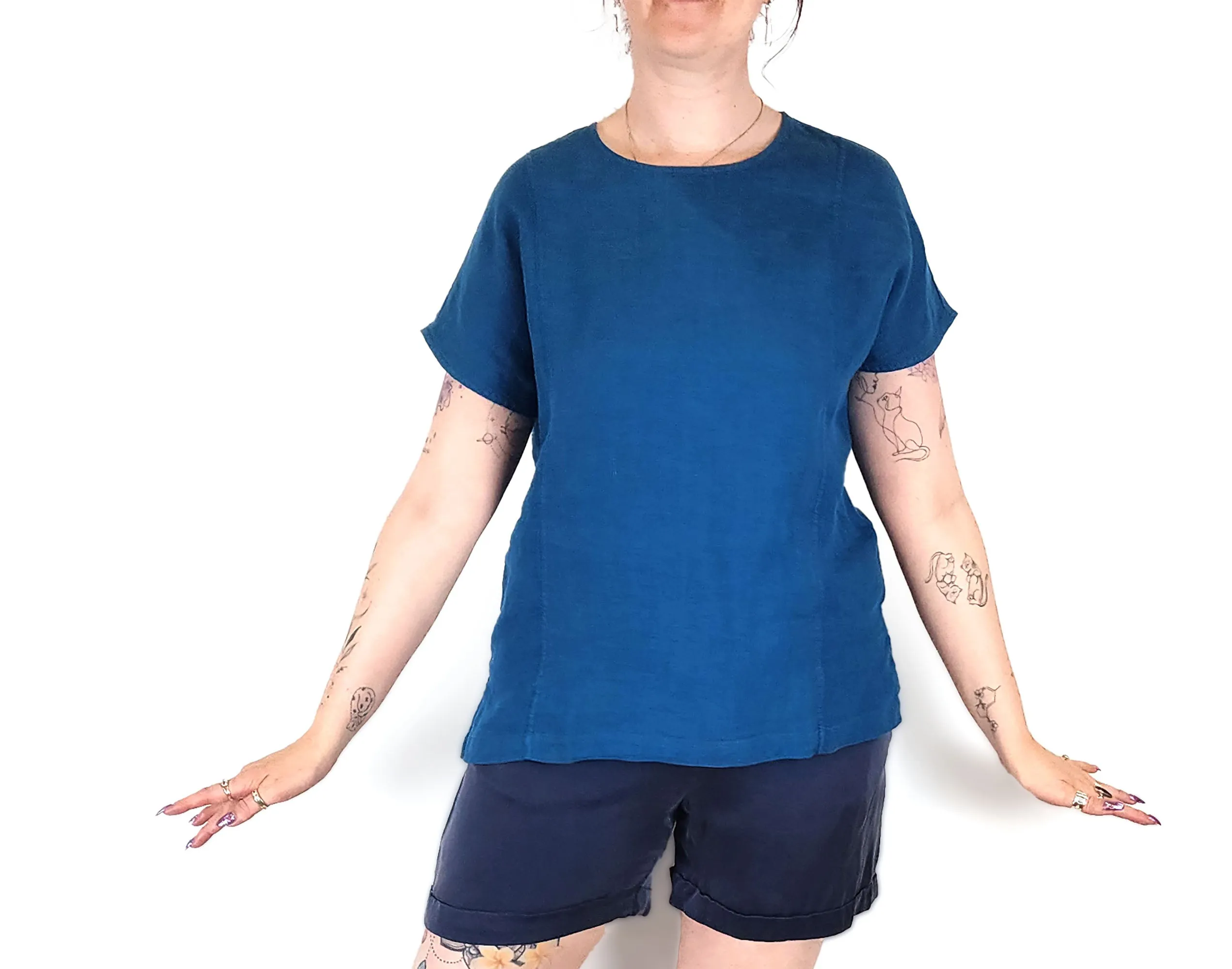 Toorallie blue linen top size 12