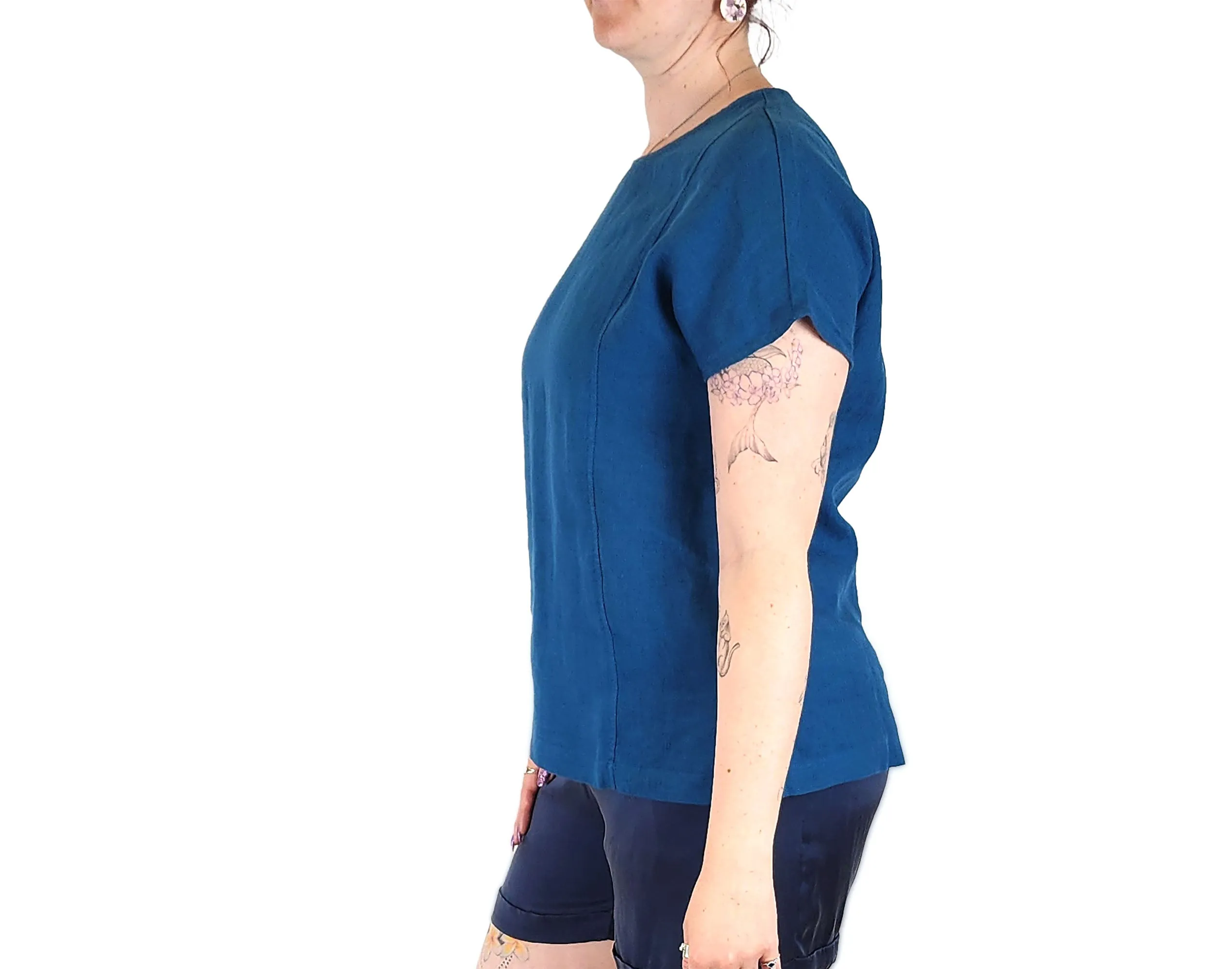 Toorallie blue linen top size 12