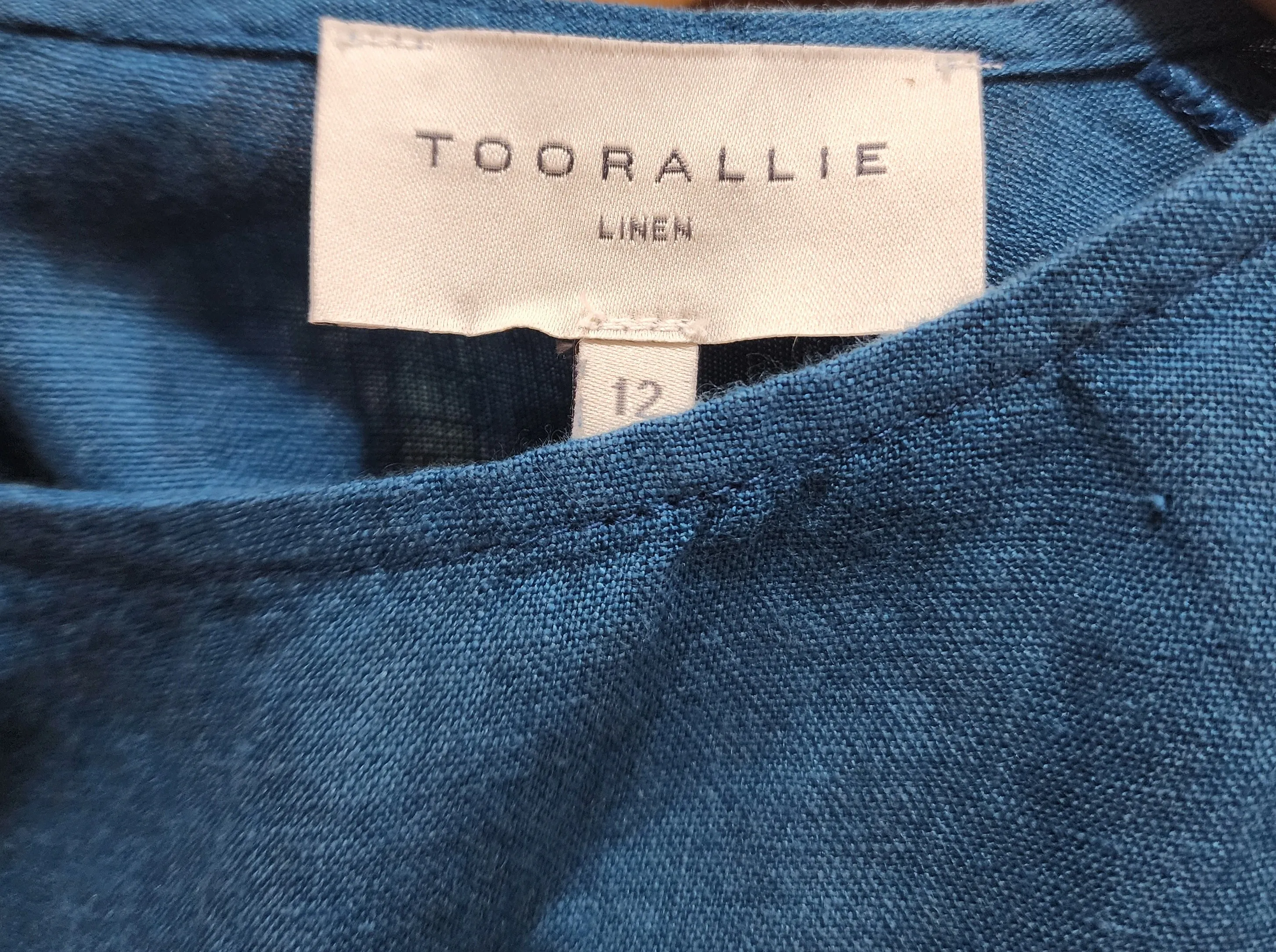 Toorallie blue linen top size 12