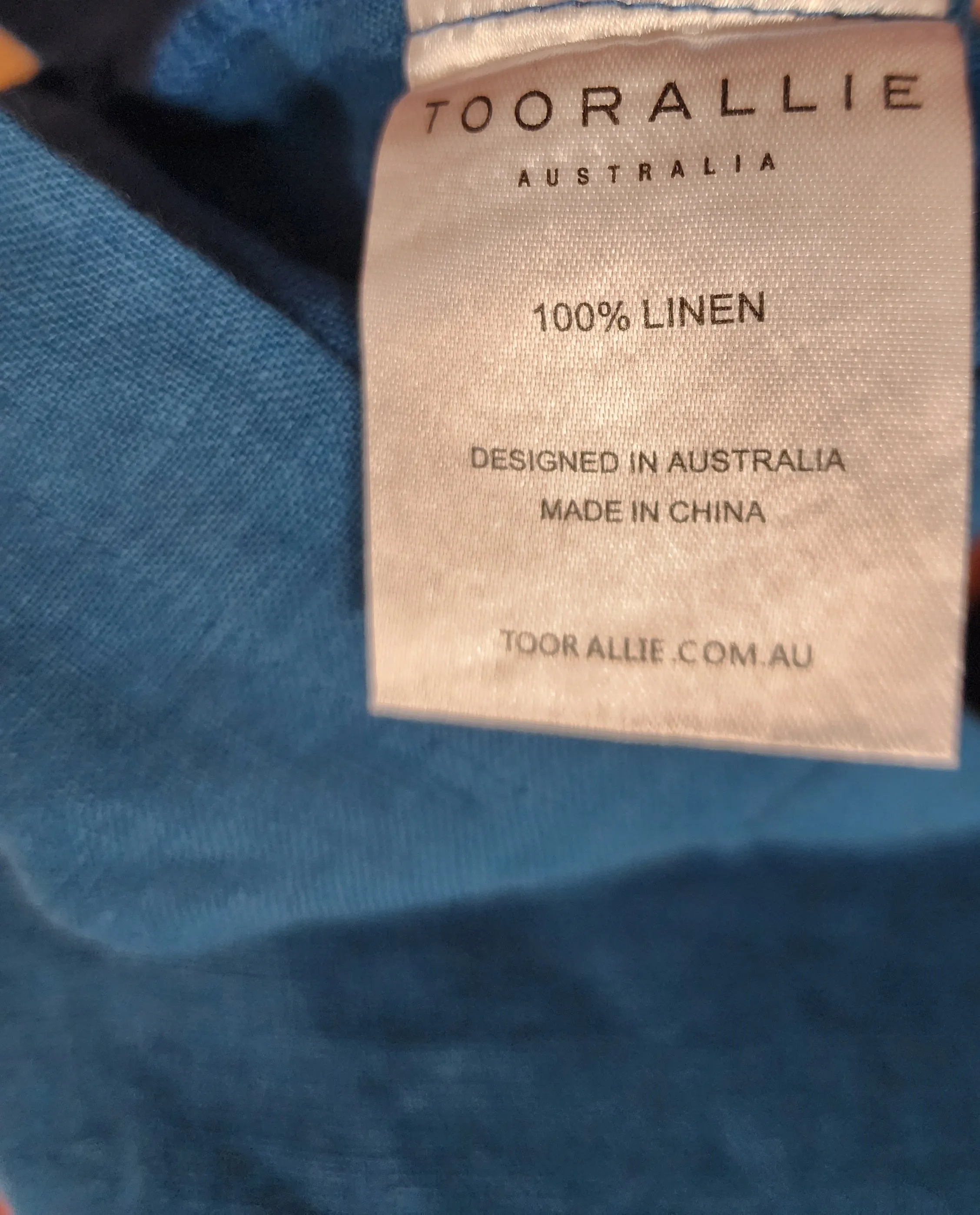 Toorallie blue linen top size 12