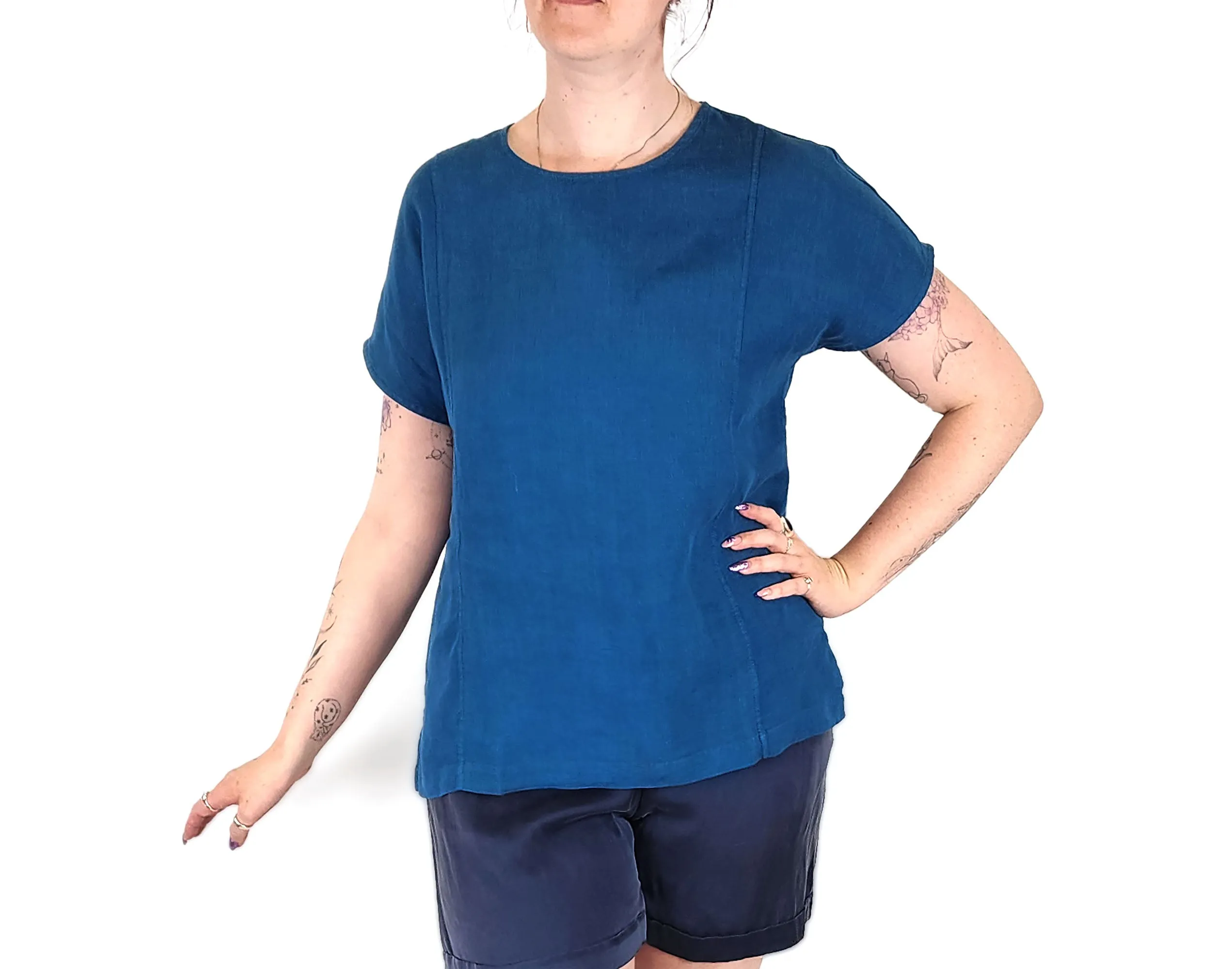 Toorallie blue linen top size 12