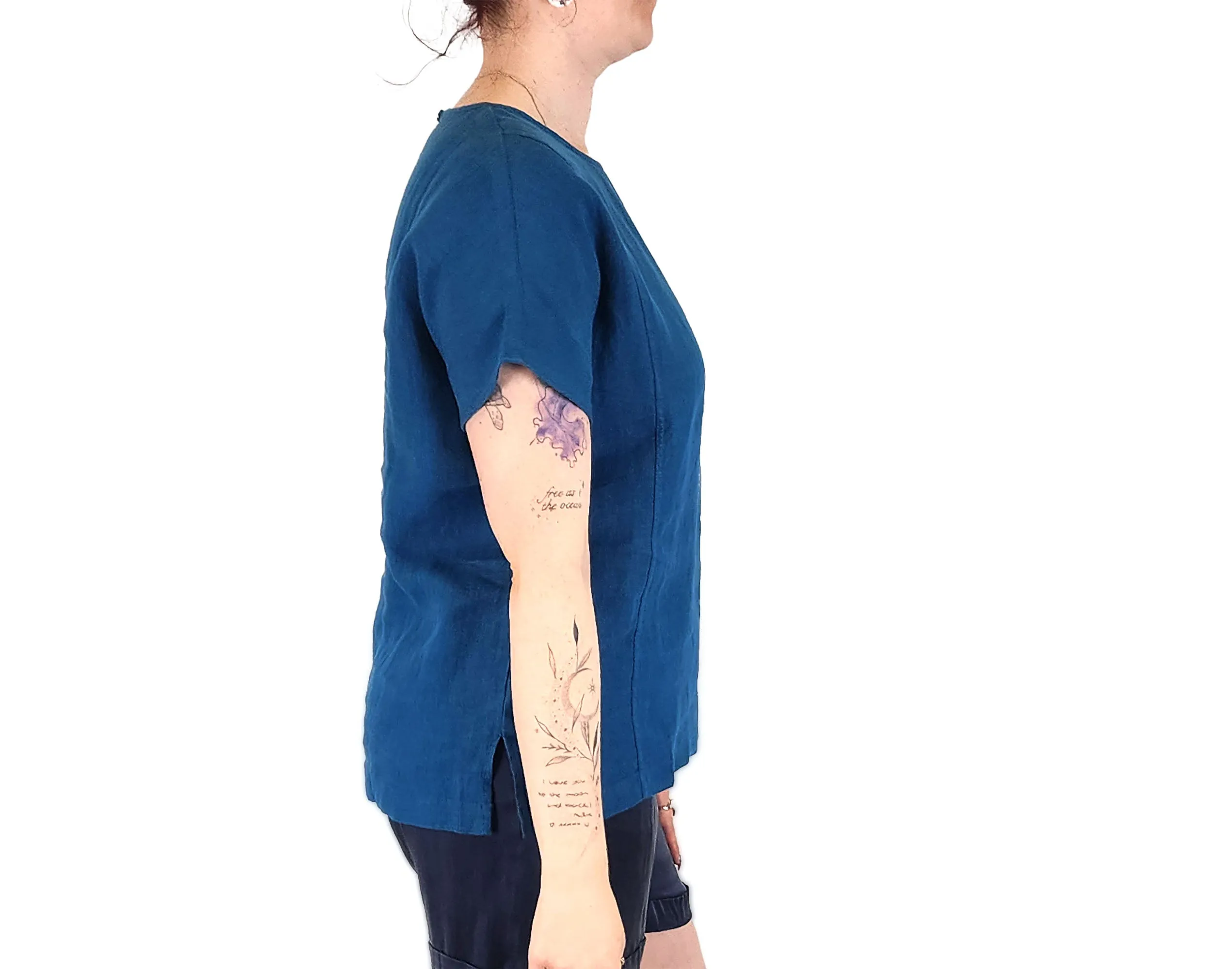 Toorallie blue linen top size 12