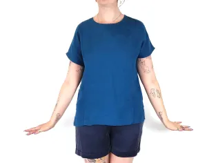 Toorallie blue linen top size 12
