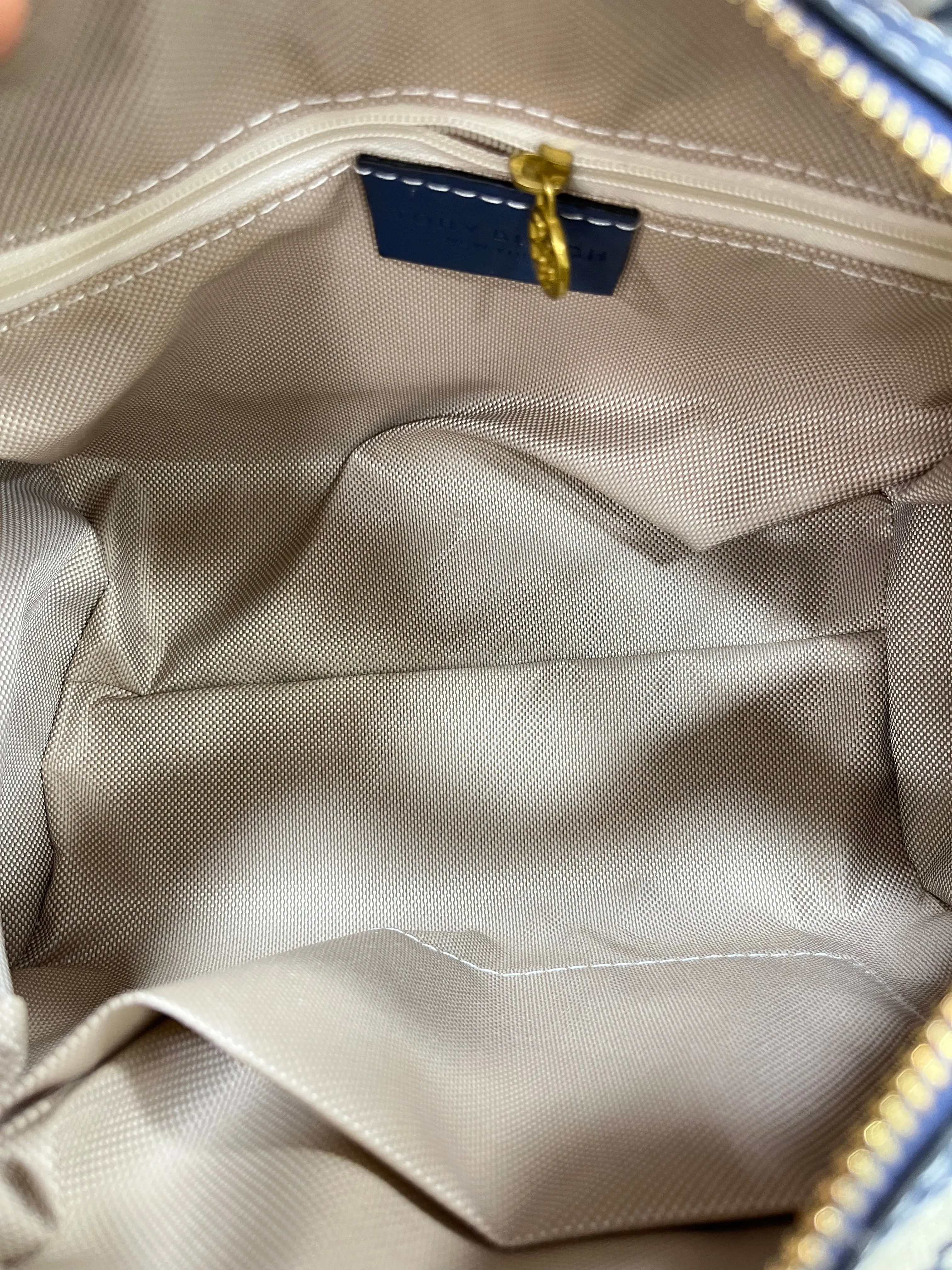 Tory Burch (FC) Small Duffle Bag - Navy Blue Monogram Canvas
