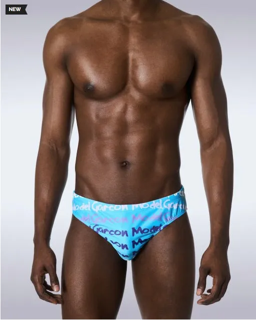 Traje de baño Garcon Model Graffiti Swim Brief mod GM-SWBR-GRAFF-BLU