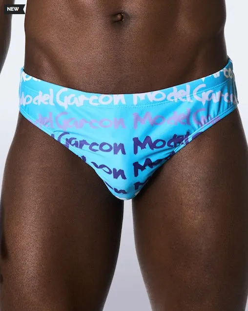 Traje de baño Garcon Model Graffiti Swim Brief mod GM-SWBR-GRAFF-BLU