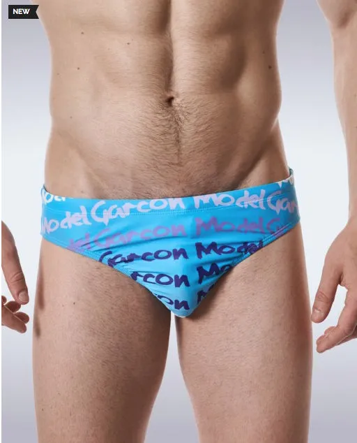 Traje de baño Garcon Model Graffiti Swim Brief mod GM-SWBR-GRAFF-BLU