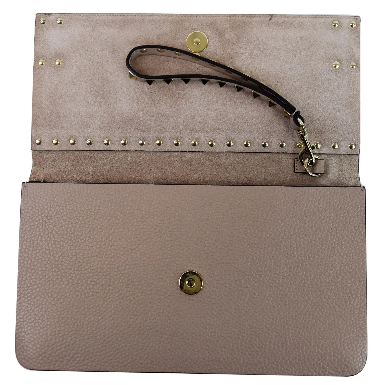 VALENTINO Garavani Rockstud Flip Leather Clutch Bag Poudre