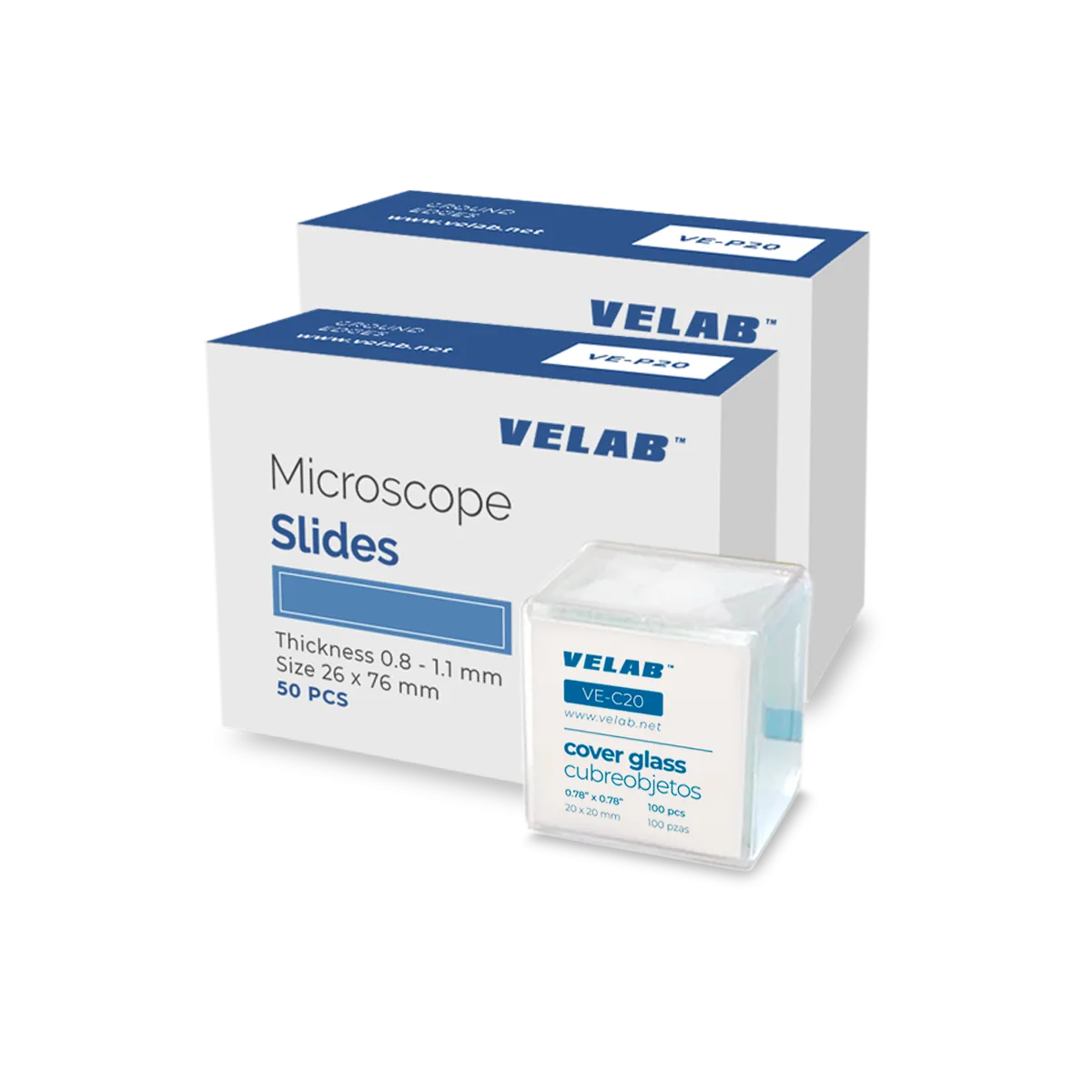 VE-P20 Microscope Slides & 100 pcs VE-C20 (20X20 mm)cover glasses