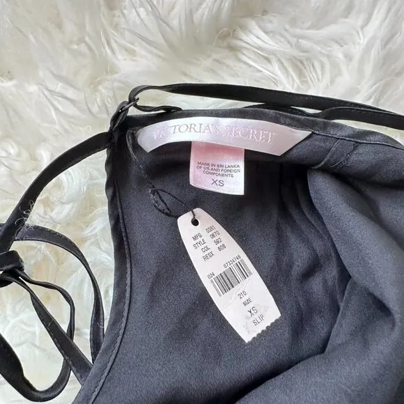 Victoria's Secret y2k 2006 NWT black silky slip dress with pink lace details