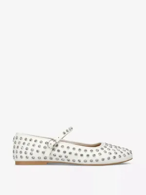 Vinetta stud-embellished woven ballet flats