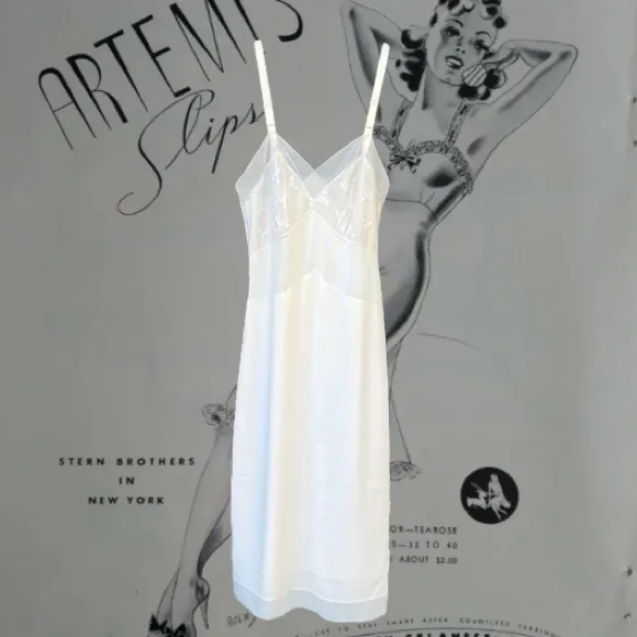 Vintage 1960 Artemis Slip Mesh &amp; Lace Slip
