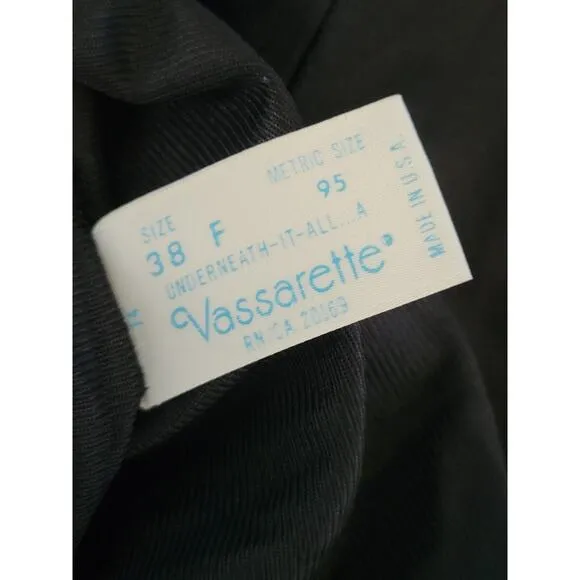 Vtg Vassarette 38 F Full Slip Lace Trim Sissy Lingerie Black