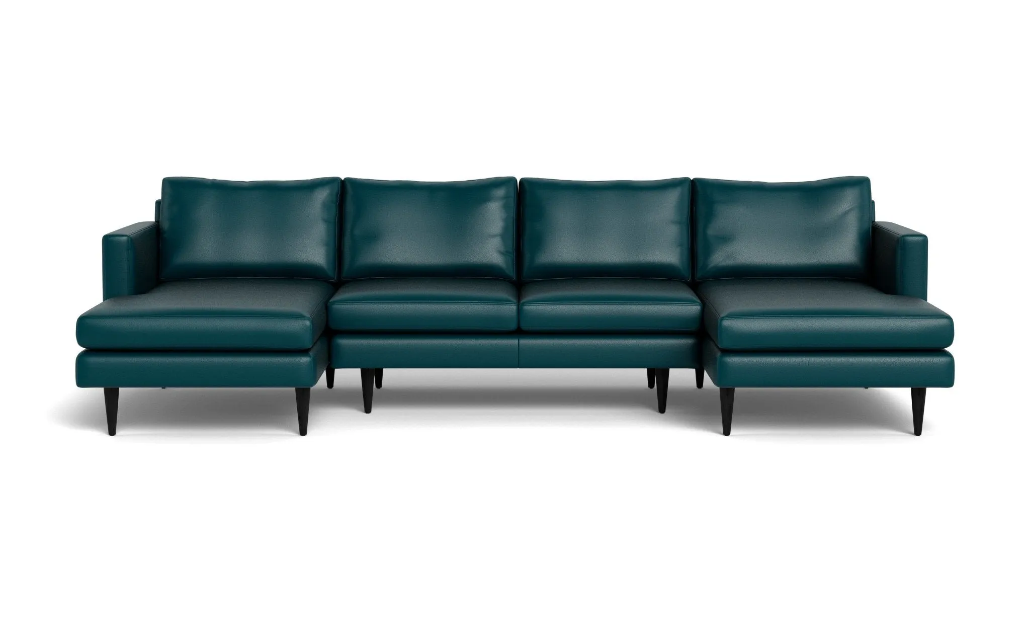 Wallace 126" Leather Untufted Double Chaise U Sectional
