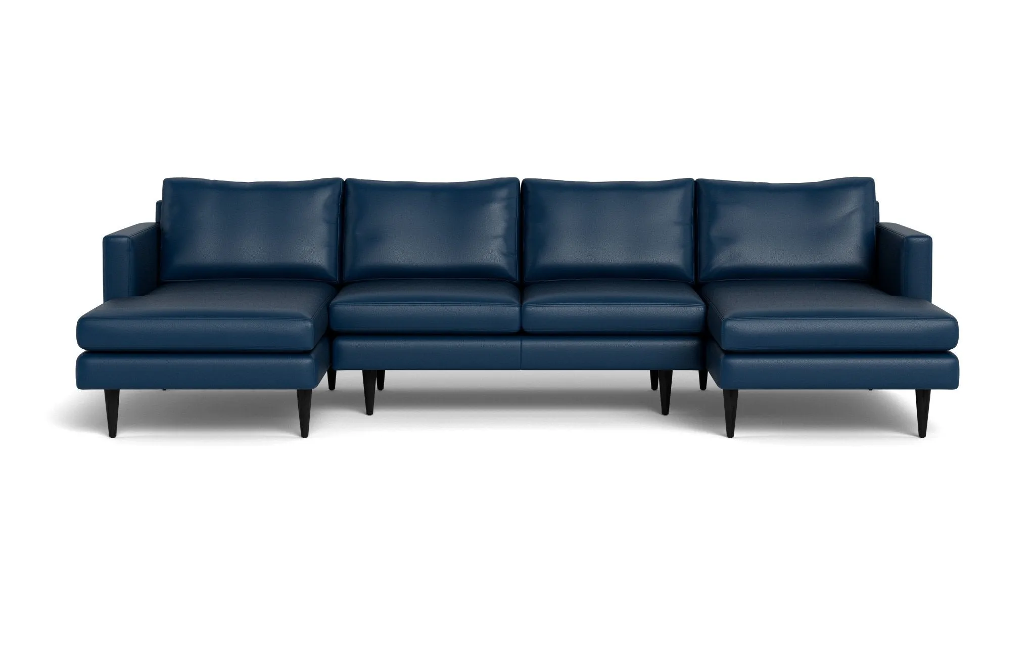 Wallace 126" Leather Untufted Double Chaise U Sectional