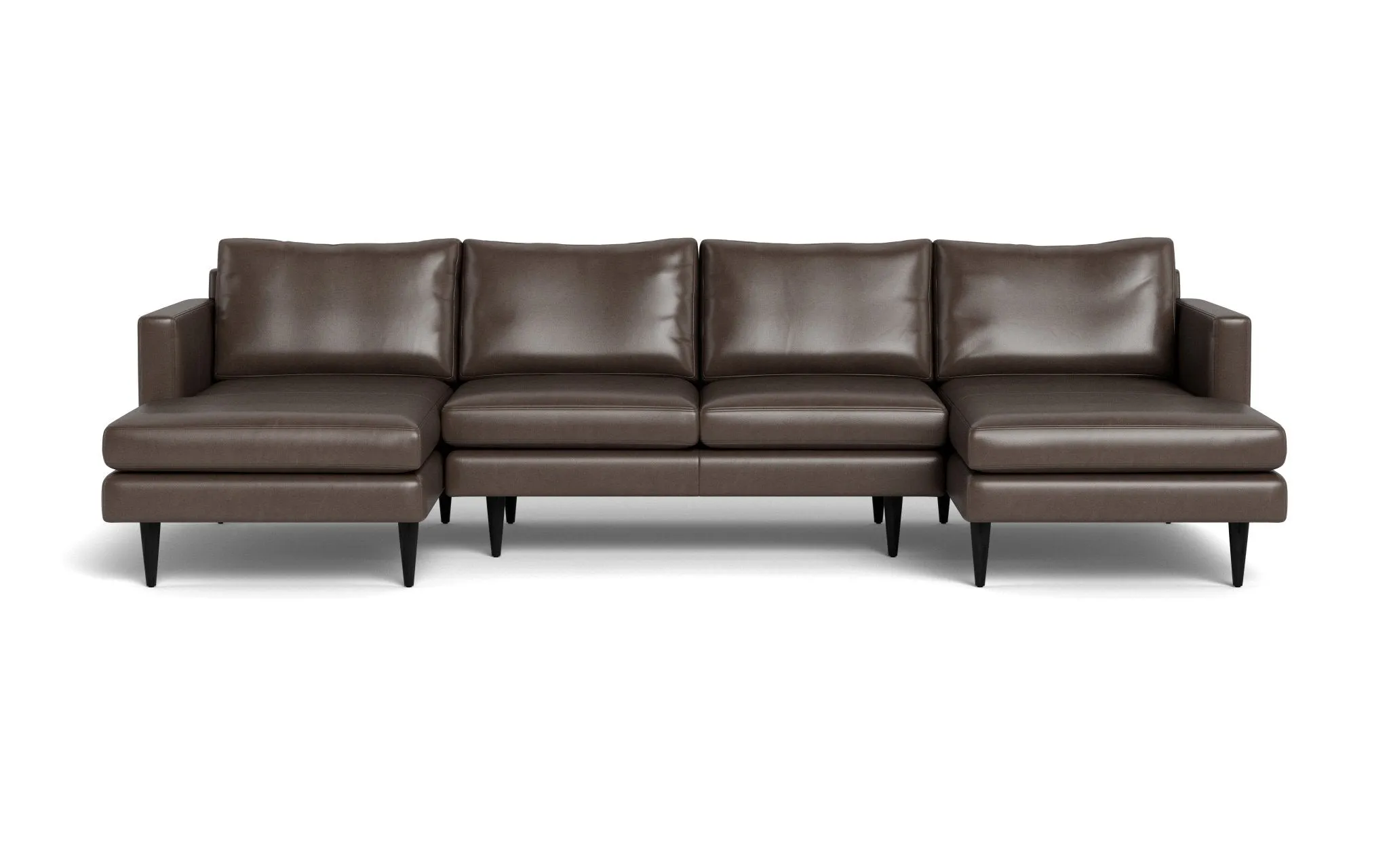 Wallace 126" Leather Untufted Double Chaise U Sectional