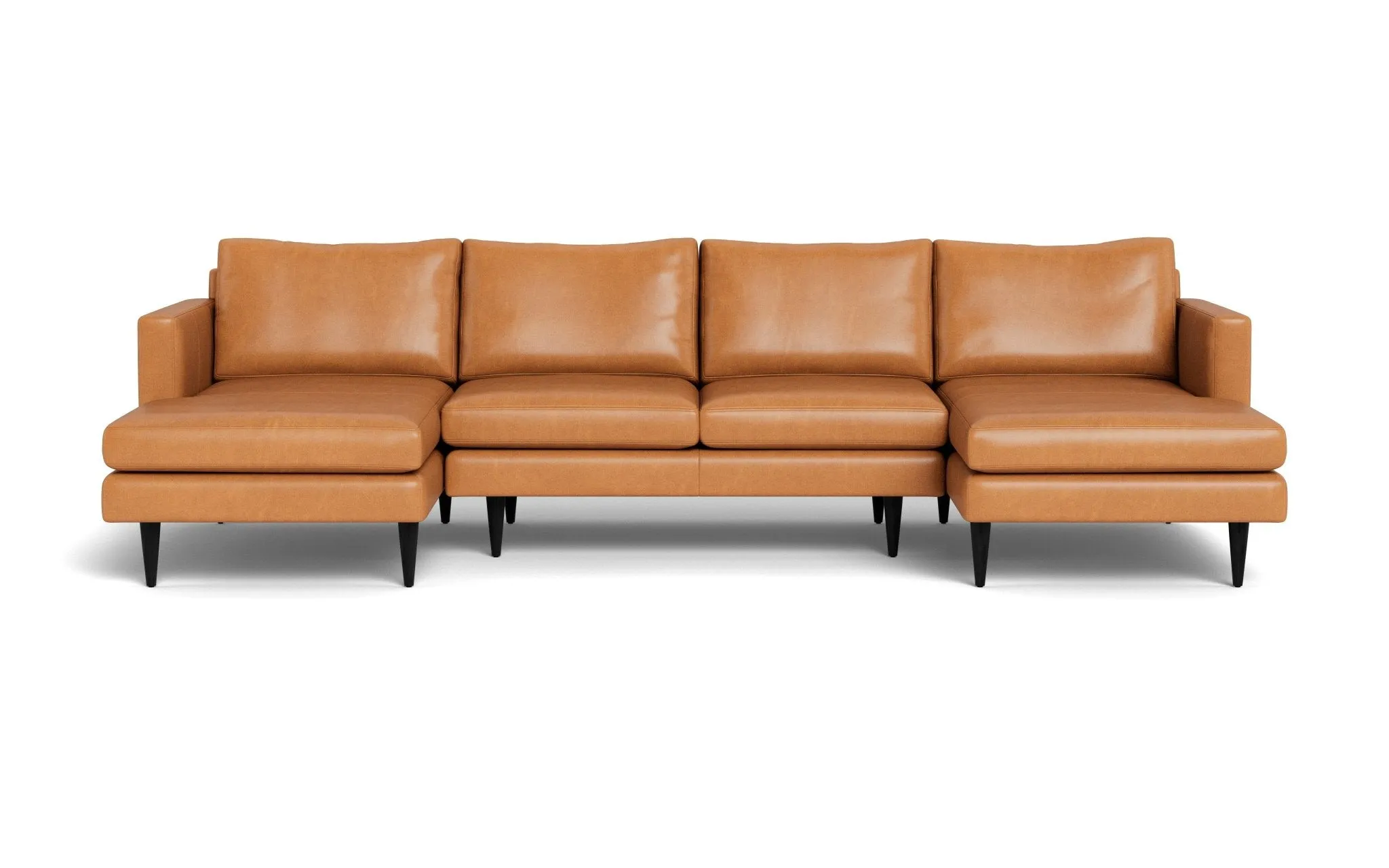 Wallace 126" Leather Untufted Double Chaise U Sectional