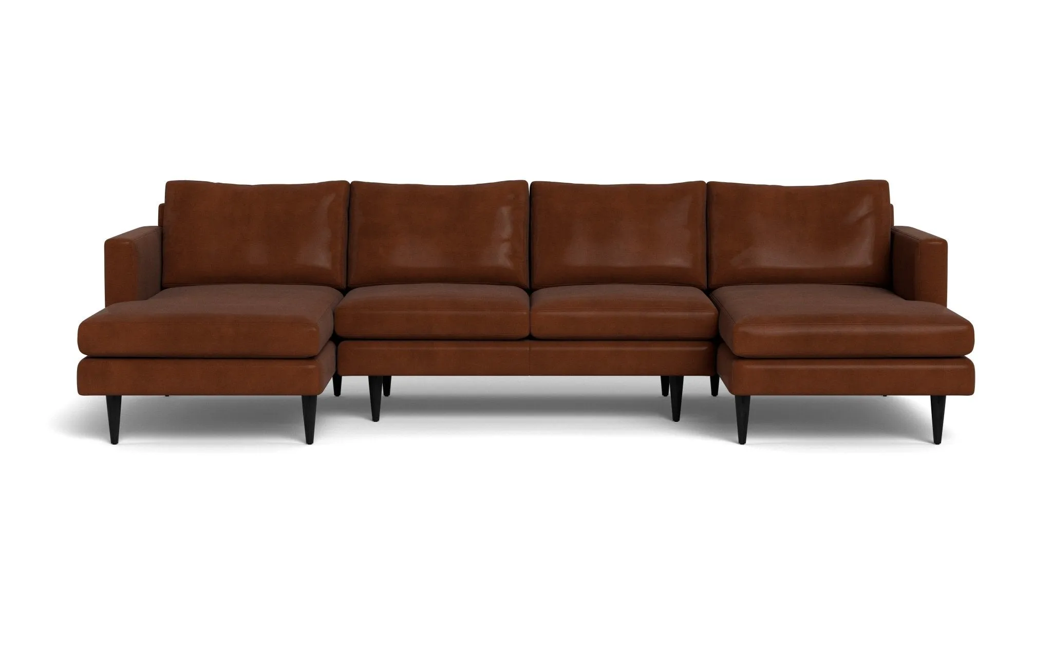 Wallace 126" Leather Untufted Double Chaise U Sectional