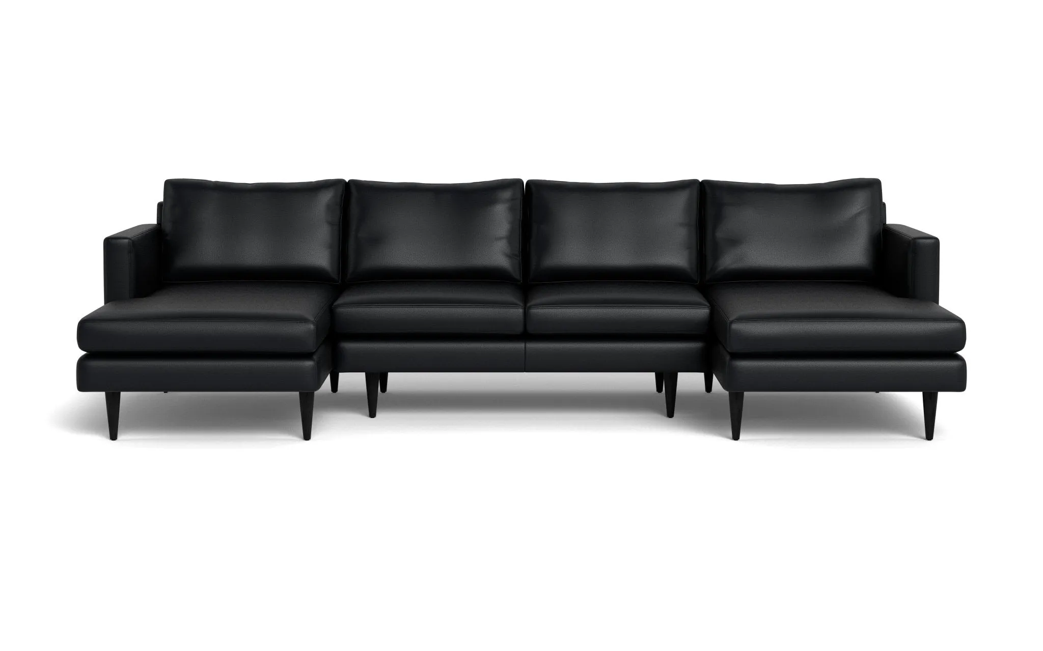 Wallace 126" Leather Untufted Double Chaise U Sectional