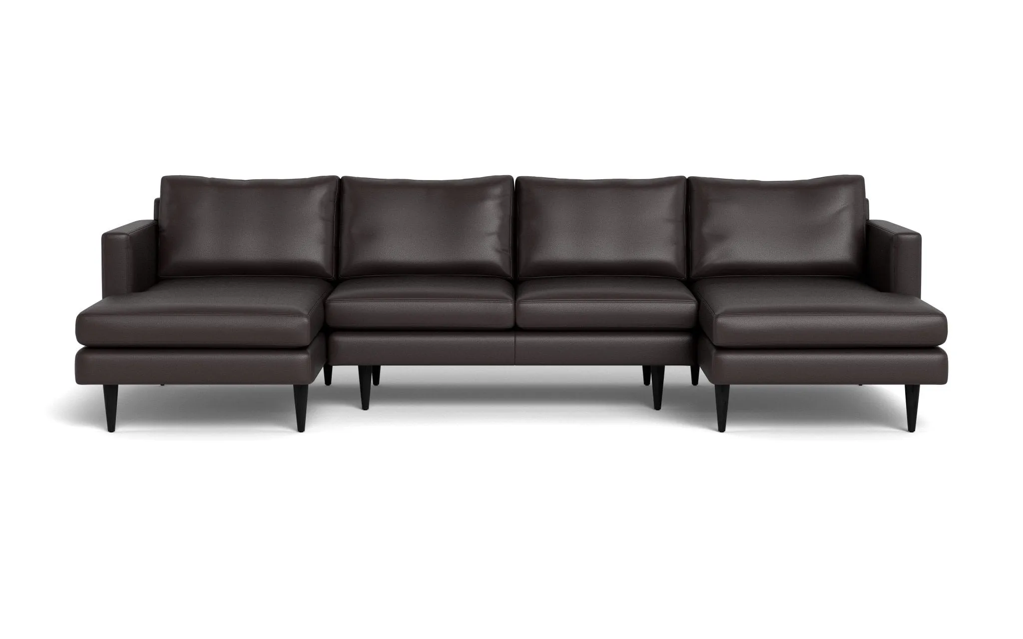 Wallace 126" Leather Untufted Double Chaise U Sectional