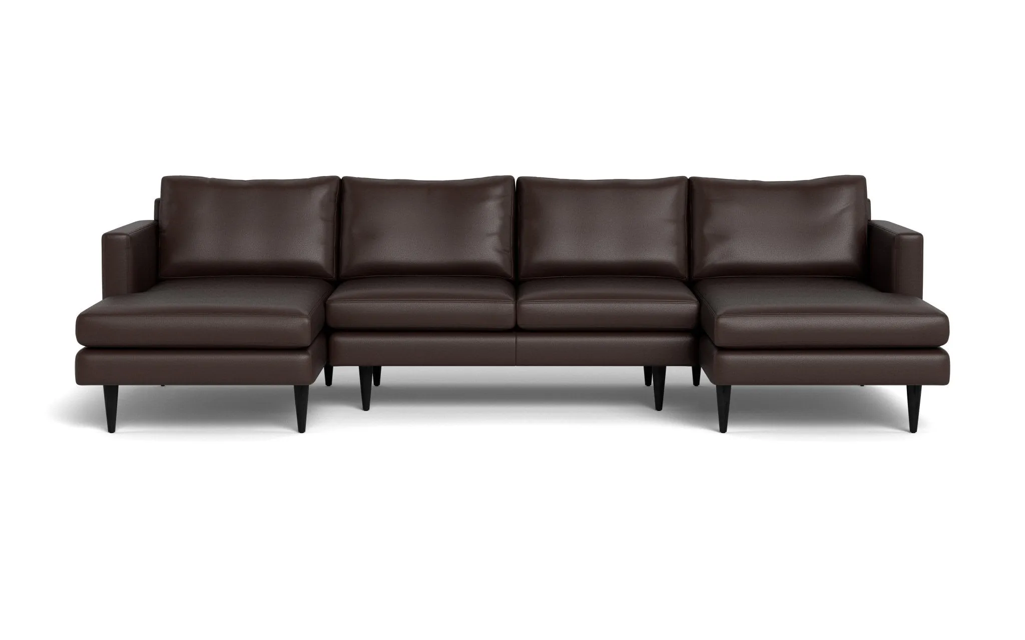 Wallace 126" Leather Untufted Double Chaise U Sectional