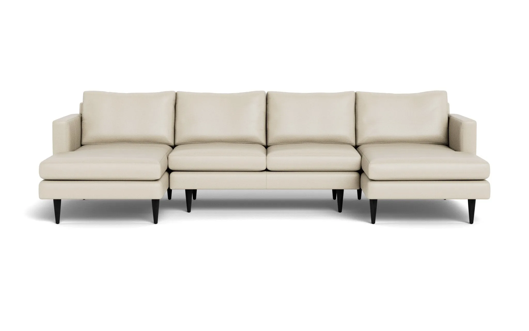 Wallace 126" Leather Untufted Double Chaise U Sectional